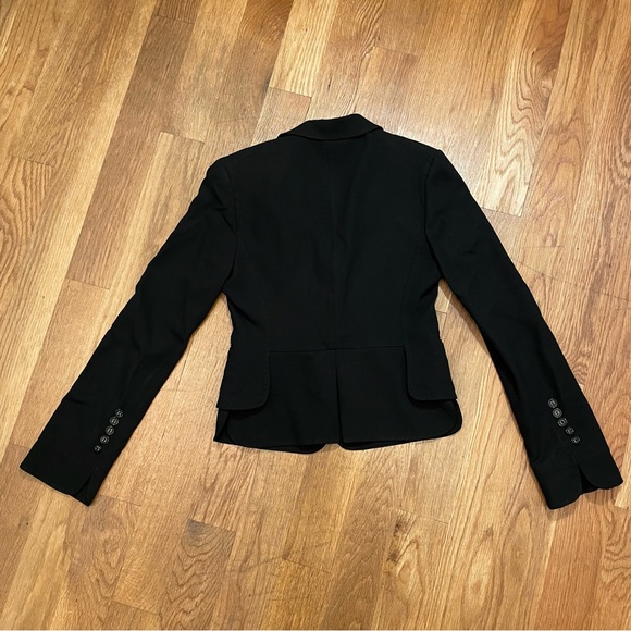 Vintage Black Structured Wool Rayon Blazer with Hand Stitching - XS/S - Picture 2 of 9